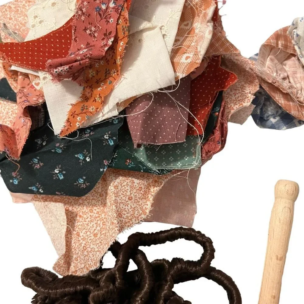 Clothes Pin Doll Making Supplies Fabric Shirts Pants Hair‎ Partially Complete